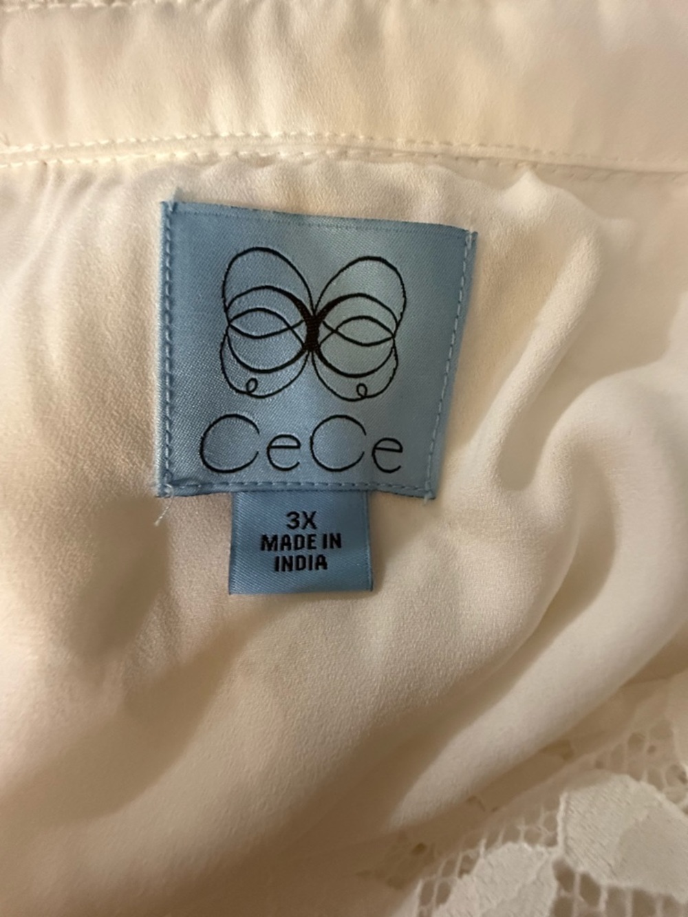 CeCe New Ivory Lace Babydoll Tiered Puff-Sleeve Mini Dress Size 3X - Picture 7 of 9